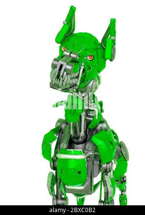 guard dog robot is a security system in a white background, will put some fun in yours creations, 3d illustration Stock Photo