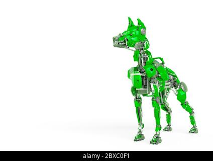 guard dog robot is a security system in a white background, will put some fun in yours creations, 3d illustration Stock Photo