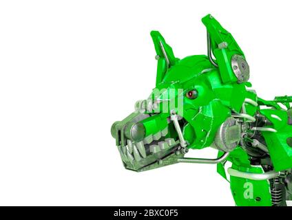 guard dog robot is a security system in a white background, will put some fun in yours creations, 3d illustration Stock Photo