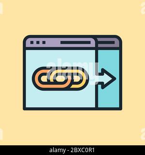 Backlink. Digital marketing concept illustration, flat design linear style banner. Usage for e-mail newsletters, headers, blog posts, print and more. Stock Vector