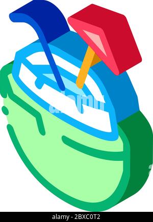 Coconut Tropical Cocktail isometric icon vector illustration Stock Vector
