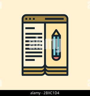 Blogging. Digital marketing concept illustration, flat design linear style banner. Usage for e-mail newsletters, headers, blog posts, print and more. Stock Vector