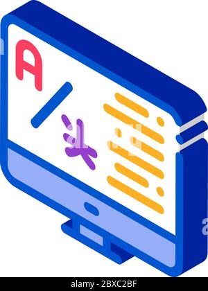 Computer Translation Program isometric icon vector illustration Stock Vector
