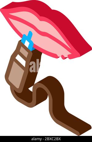 Lips Tattoo isometric icon vector illustration Stock Vector