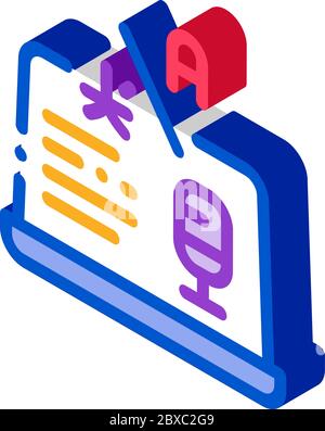 Laptop Translation Program isometric icon vector illustration Stock Vector
