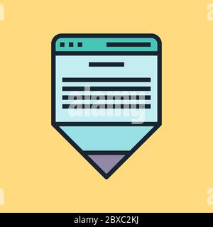 Copywriting. Digital marketing concept illustration, flat design linear style banner. Usage for e-mail newsletters, headers, blog posts, print Stock Vector
