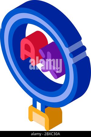 Research Foreign Language isometric icon vector illustration Stock Vector