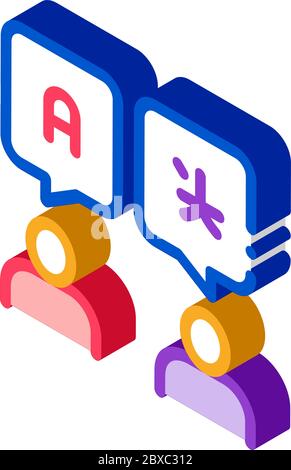 Discuss Different Languages isometric icon vector illustration Stock Vector