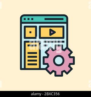 Dynamic content. Digital marketing concept illustration, flat design linear style banner. Usage for e-mail newsletters, headers, blog posts, print Stock Vector