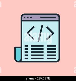 Code. Digital marketing concept illustration, flat design linear style banner. Usage for e-mail newsletters, headers, blog posts, print and more. Stock Vector