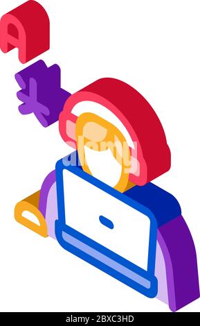 Human Learn Foreign Language isometric icon vector illustration Stock Vector