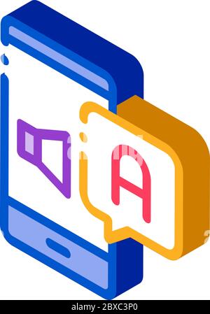 Smartphone Translator App isometric icon vector illustration Stock Vector