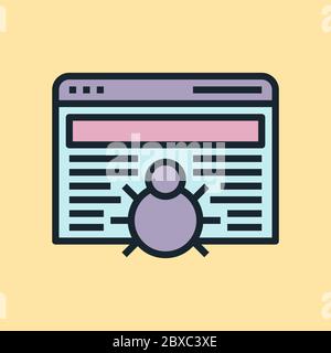 Crawler. Digital marketing concept illustration, flat design linear style banner. Usage for e-mail newsletters, headers, blog posts, print and more. Stock Vector