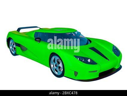 no branded racer car in white background. This sport transport in clipping path is very useful for graphic design creations, 3d illustration Stock Photo