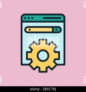 Search Engine Optimization. Digital marketing concept illustration, flat design linear style banner. Usage for e-mail newsletters, headers, blog posts Stock Vector