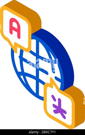 World International Language isometric icon vector illustration Stock Vector