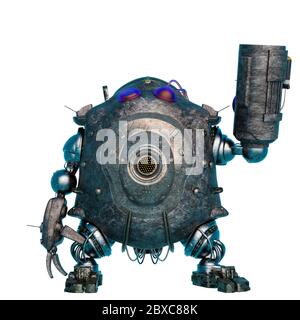 robot ball. This cybernetic alien in clipping path is very useful for graphic design creations, 3d illustration Stock Photo