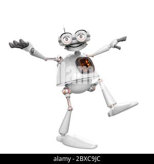 retired old robot in a white bacground. This robot in clipping path is very useful for graphic design creations, 3d illustration Stock Photo