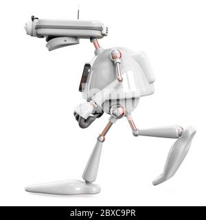 retired old robot in a white bacground. This robot in clipping path is very useful for graphic design creations, 3d illustration Stock Photo