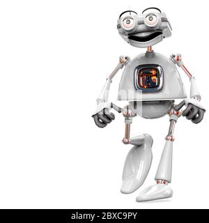 retired old robot in a white bacground. This robot in clipping path is very useful for graphic design creations, 3d illustration Stock Photo