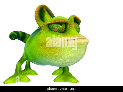 Chameleon Cartoon Is Worried In A White Background This Chamaleon Cartoon In Clipping Path Is Very Useful For Graphic Design Creations 3d Illustrati Stock Photo Alamy