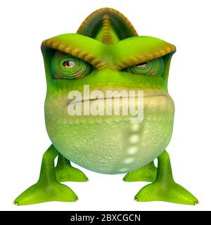 Chameleon Cartoon Is Worried In A White Background This Chamaleon Cartoon In Clipping Path Is Very Useful For Graphic Design Creations 3d Illustrati Stock Photo Alamy