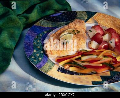 Breaded Cod dinner Stock Photo