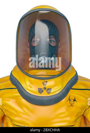 Biohazard Men bio hazard man id portrait in a white background. This biohazard in ...