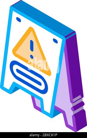 Caution Board Isometric Icon Vector Illustration Stock Vector