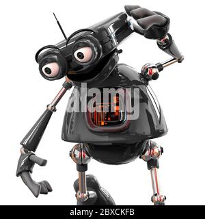 retired old robot in a white bacground. This robot in clipping path is very useful for graphic design creations, 3d illustration Stock Photo