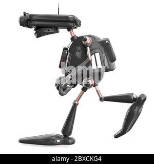 retired old robot in a white bacground. This robot in clipping path is very useful for graphic design creations, 3d illustration Stock Photo