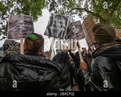 London. UK. June the 6th 2020. Protesters during the Black Lives Matter in Parliament Square. Stock Photo