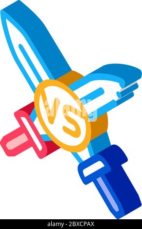 Sword Battle Isometric Icon Vector Illustration Stock Vector