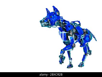 guard dog robot is a security system in a white background, will put some fun in yours creations, 3d illustration Stock Photo