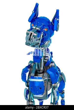 guard dog robot is a security system in a white background, will put some fun in yours creations, 3d illustration Stock Photo