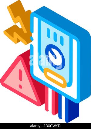 Short Circuit Isometric Icon Vector Illustration Stock Vector