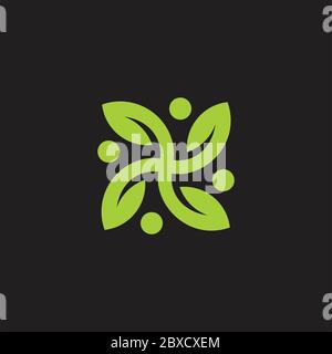 abstract propeller green leaf geometric logo vector Stock Vector