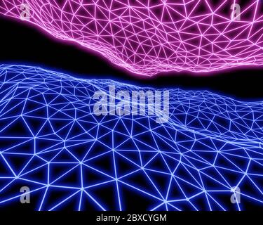 Internet connection network high digital technology. Abstract blue and pink geometric background with connecting points and lines. 3d render Stock Photo