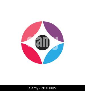 simple colorful star curves geometric logo vector Stock Vector