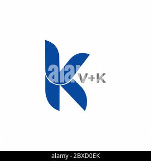 letter vk simple linked geometric logo vector Stock Vector
