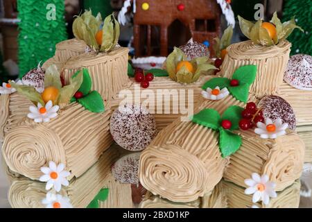 yule log cake for the christmas special Stock Photo