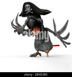 grey pirate parrot cartoon super surprised Stock Photo