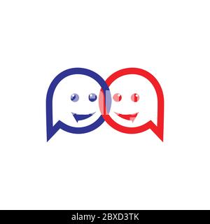 abstract letter pq cute linked bubble talk logo vector Stock Vector