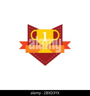 number one winner goblet prize ribbon decoration vector Stock Vector
