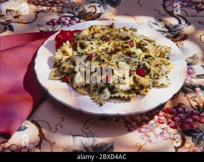 Pesto Bow Tie Pasta Stock Photo