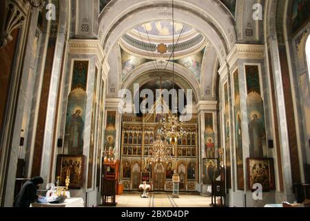 Interior of the Christian Orthodox Bistrita Monastery in Valcea County, Romania Stock Photo