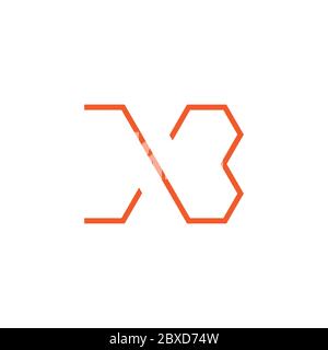 letter xb simple thin line geometric design logo vector Stock Vector