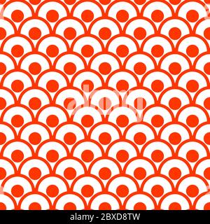 Seamless sushi geometric pattern with circles. Sushi print, background for Japanese cafe and restaurant menus Stock Vector