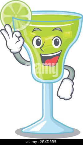 Margarita cocktail mascot design style showing Okay gesture finger Stock Vector