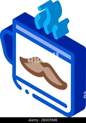Mustache Cup Isometric Icon Vector Illustration Stock Vector